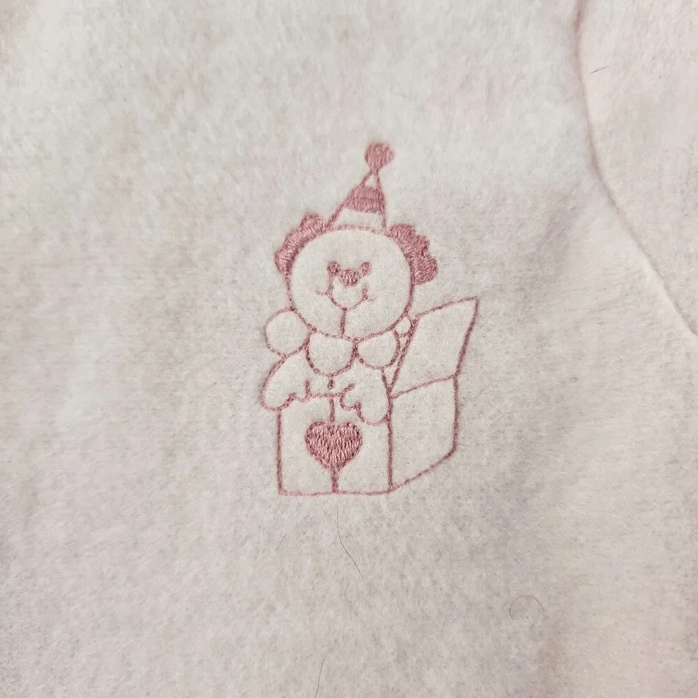Vintage Carter Baby One Piece Pink Hood Fleece USA Made Soft Embroidery 70s 80s